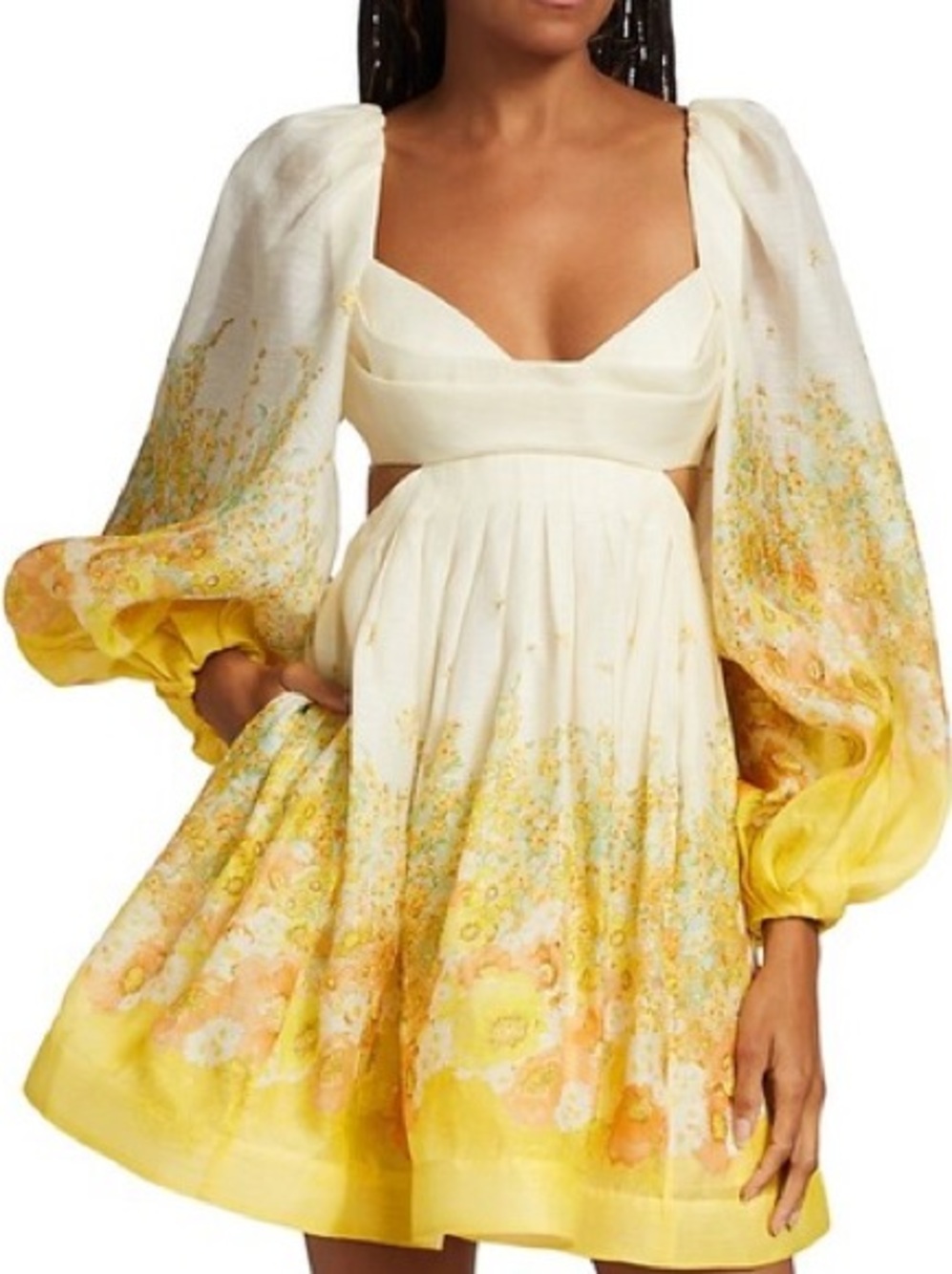 Zimmermann Inspired Botanica Bralette Mini Dress - Puff Sleeve Backless